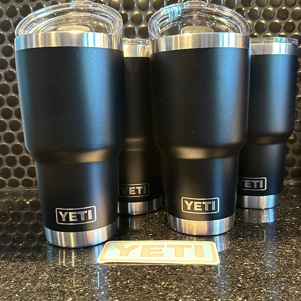 Set of 4 - Black Yeti 30 oz Rambler